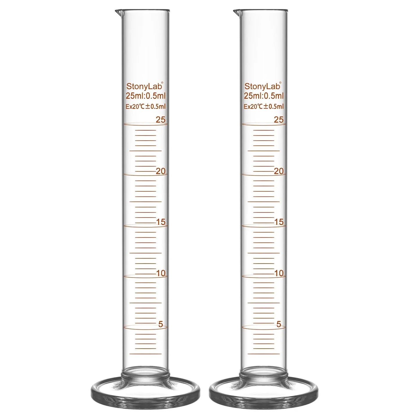 Graduated Cylinder, 10-1000 ml Cylinders 25 ml / 2-Pack