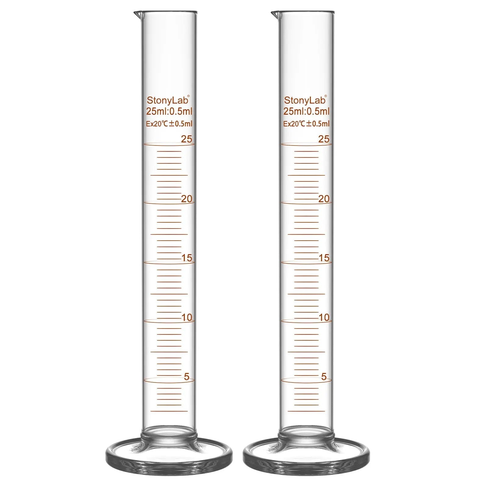 Graduated Cylinder, 10-1000 ml Cylinders 25 ml / 2-Pack