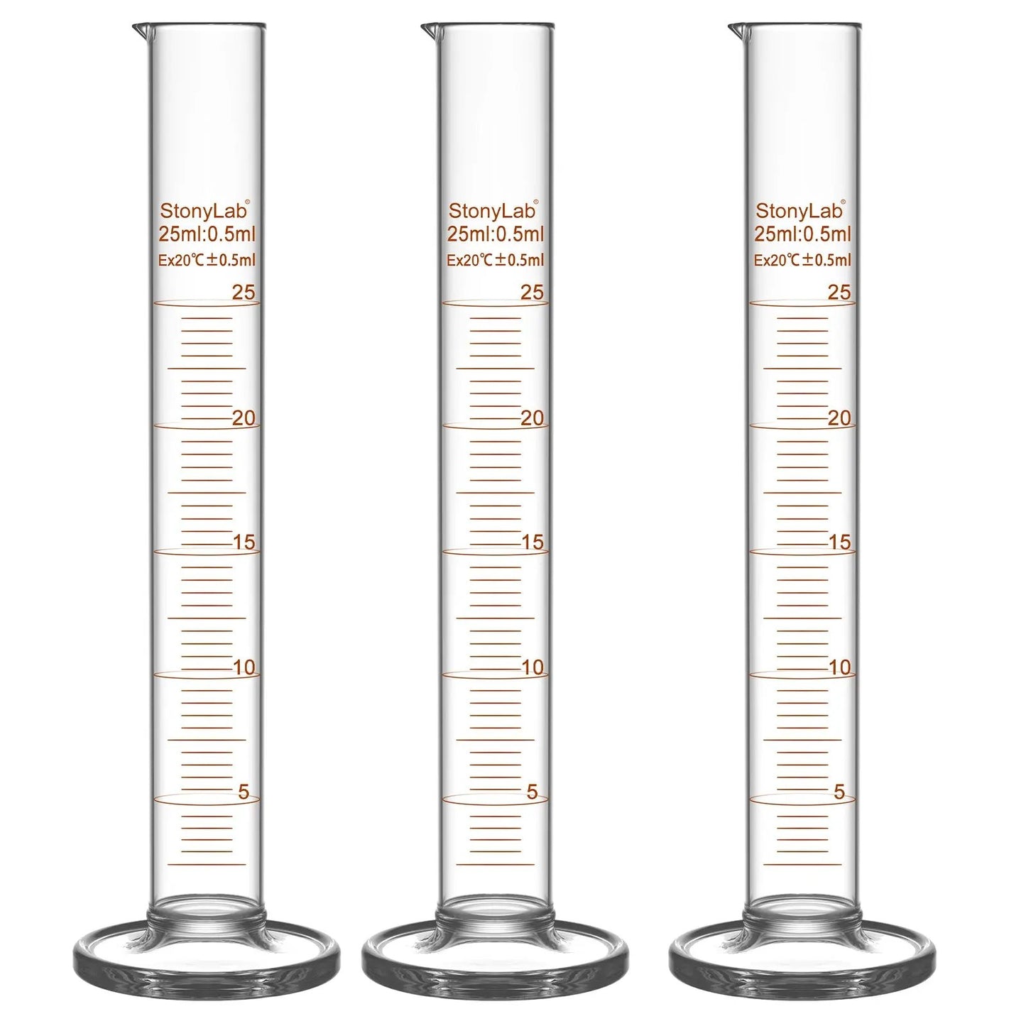 Graduated Cylinder, 10-1000 ml Cylinders 25 ml / 3-Pack