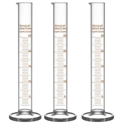 Graduated Cylinder, 10-1000 ml Cylinders 25 ml / 3-Pack
