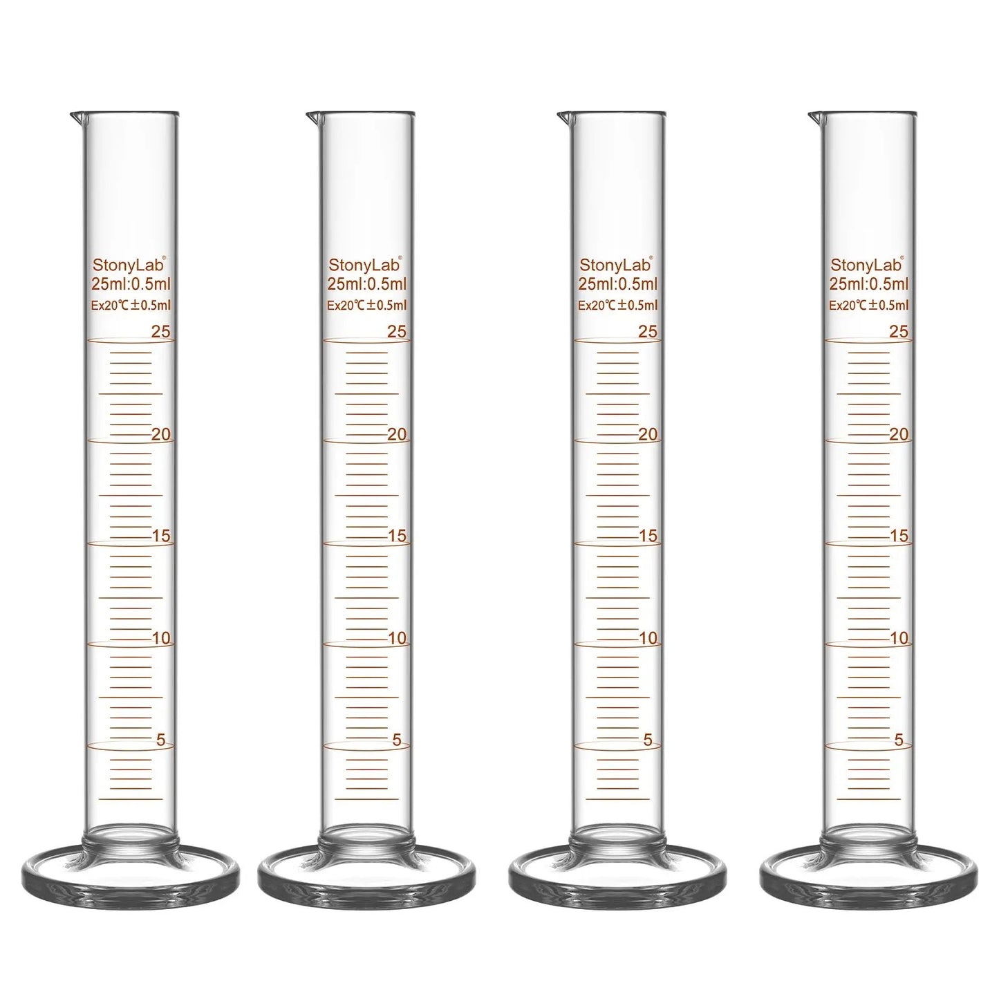 Graduated Cylinder, 10-1000 ml Cylinders 25 ml / 4-Pack