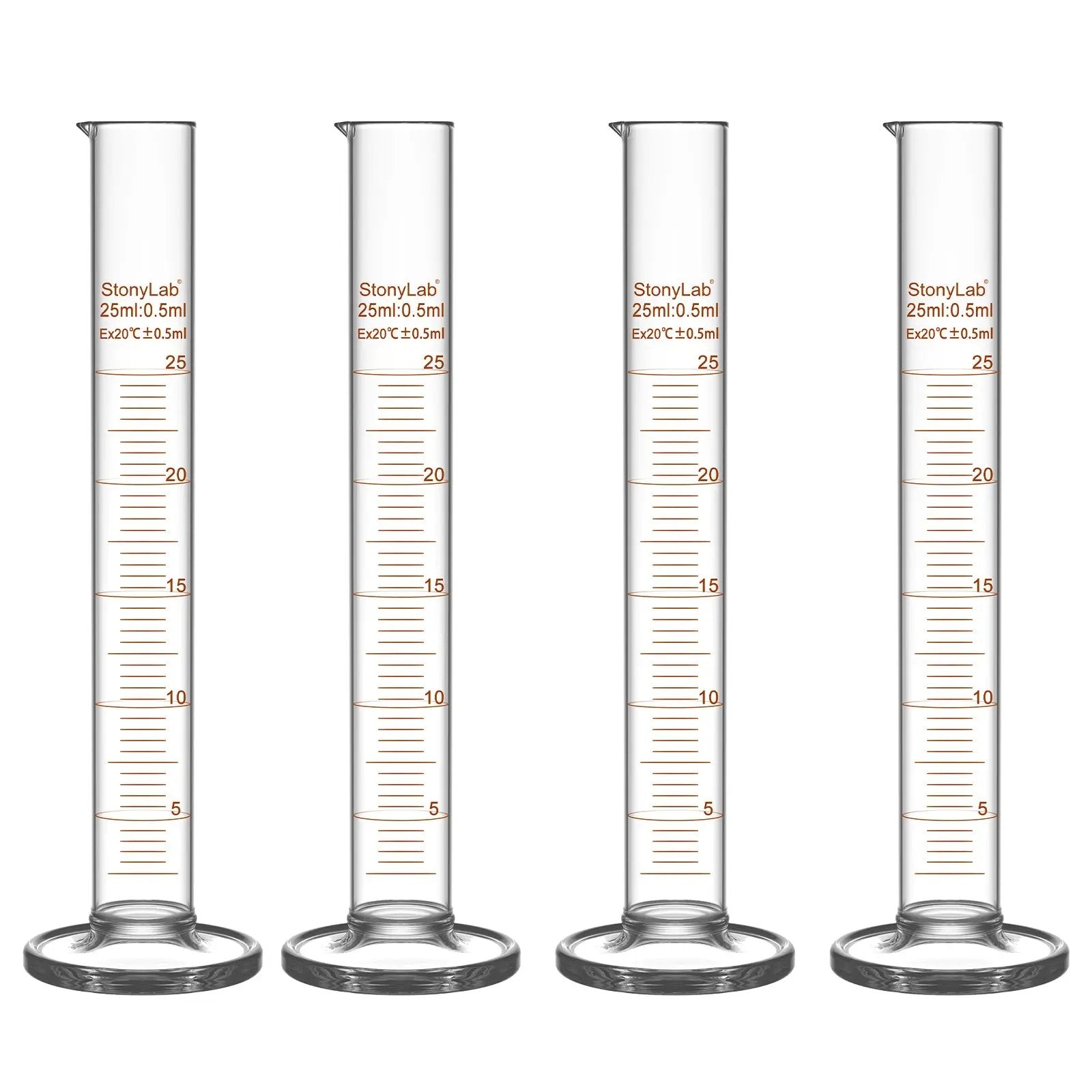 Graduated Cylinder, 10-1000 ml Cylinders 25 ml / 4-Pack