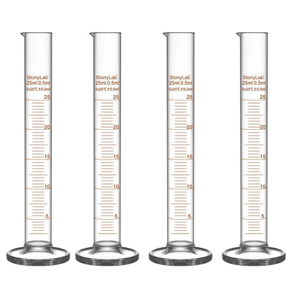 Graduated Cylinder, 10-1000 ml Cylinders 25 ml / 4-Pack