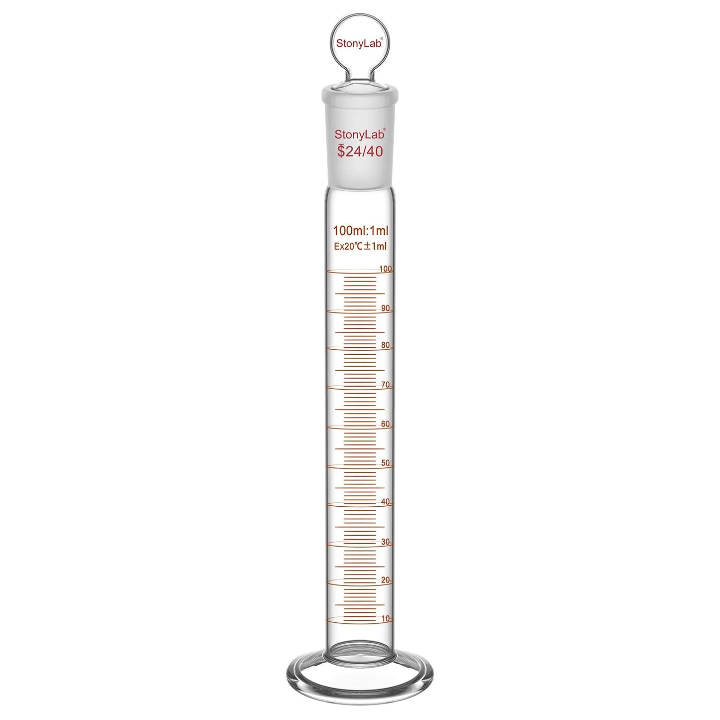 Graduated Cylinder, 100/250ml, 24/40 Joint and Head Stopper Cylinders