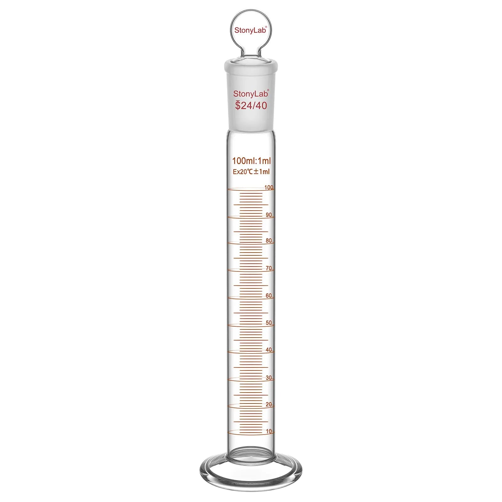 Graduated Cylinder, 100/250ml, 24/40 Joint and Head Stopper Cylinders