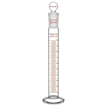 Graduated Cylinder, 100/250ml, 24/40 Joint and Head Stopper Cylinders