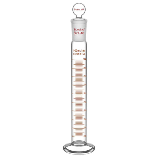 Graduated Cylinder, 100/250ml, 24/40 Joint and Head Stopper Cylinders