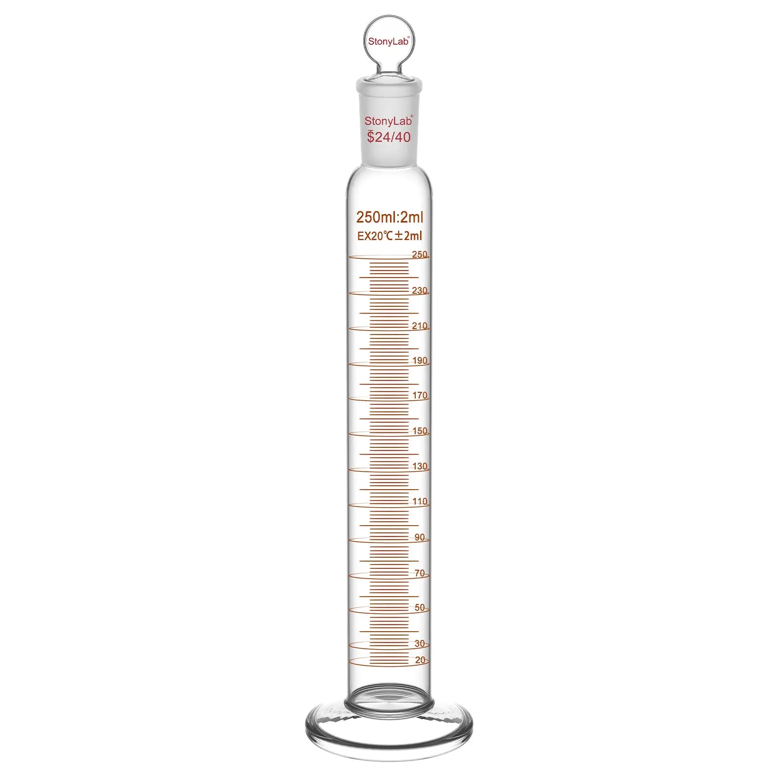 Graduated Cylinder, 100/250ml, 24/40 Joint and Head Stopper Cylinders