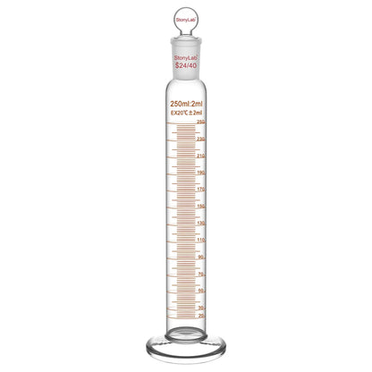 Graduated Cylinder, 100/250ml, 24/40 Joint and Head Stopper Cylinders