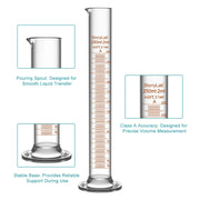Laboratory graduated cylinder Class A accuracy borosilicate glass measuring cylinder with clear graduation scale for chemical experiments and liquid measurement StonyLab