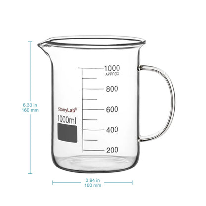 Graduated Glass Beaker with Handle, 100-1000 ml Beakers