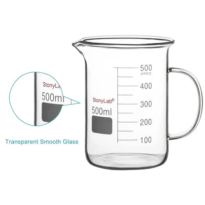 Graduated Glass Beaker with Handle, 100-1000 ml Beakers