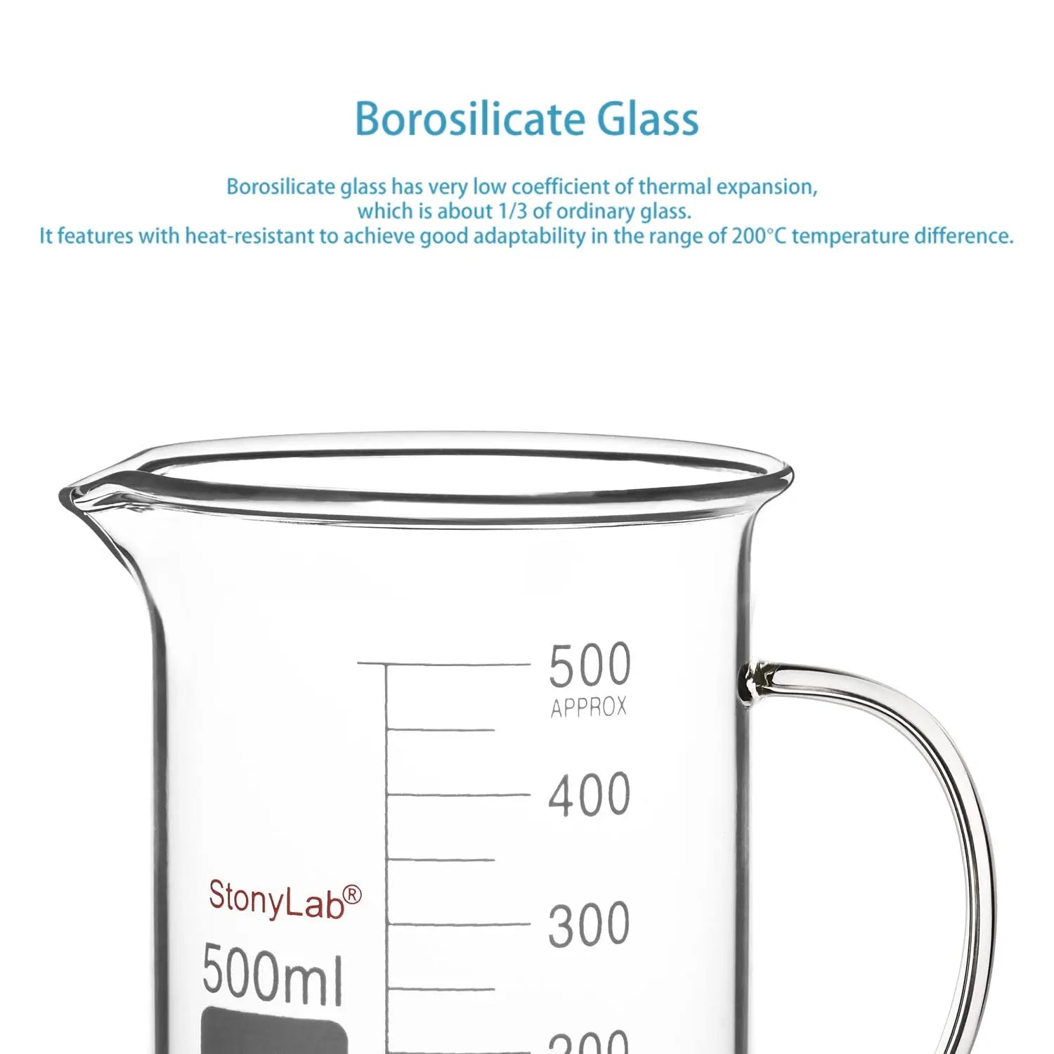 Graduated Glass Beaker with Handle, 100-1000 ml Beakers