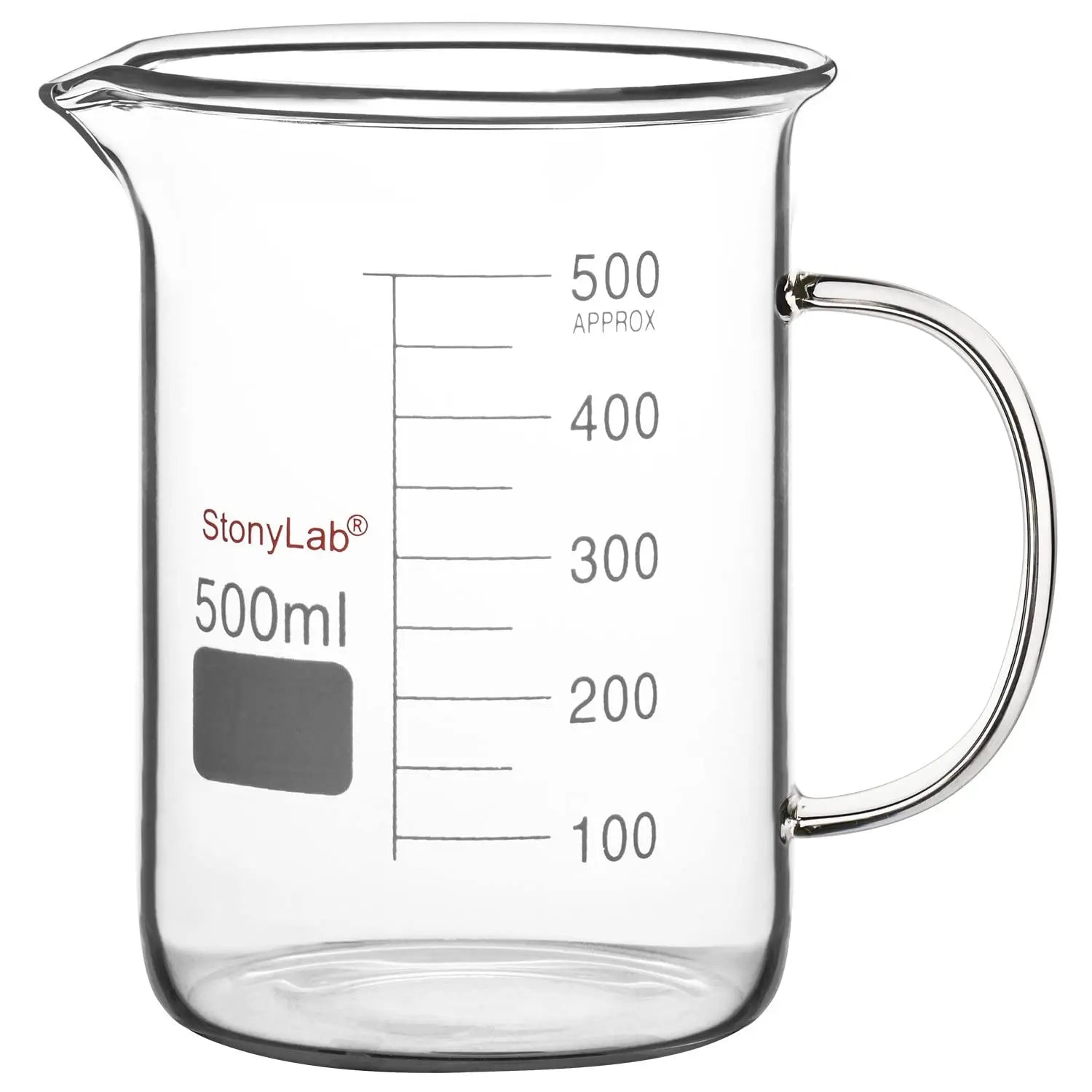 Graduated Glass Beaker with Handle, 100-1000 ml Beaker-Glass 500 ml