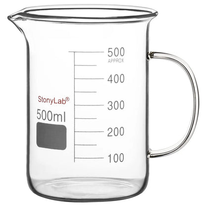 Graduated Glass Beaker with Handle, 100-1000 ml Beaker-Glass 500 ml