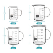 Close-up view showing the precise design and material of StonyLab Graduated Glass Beaker with Handle