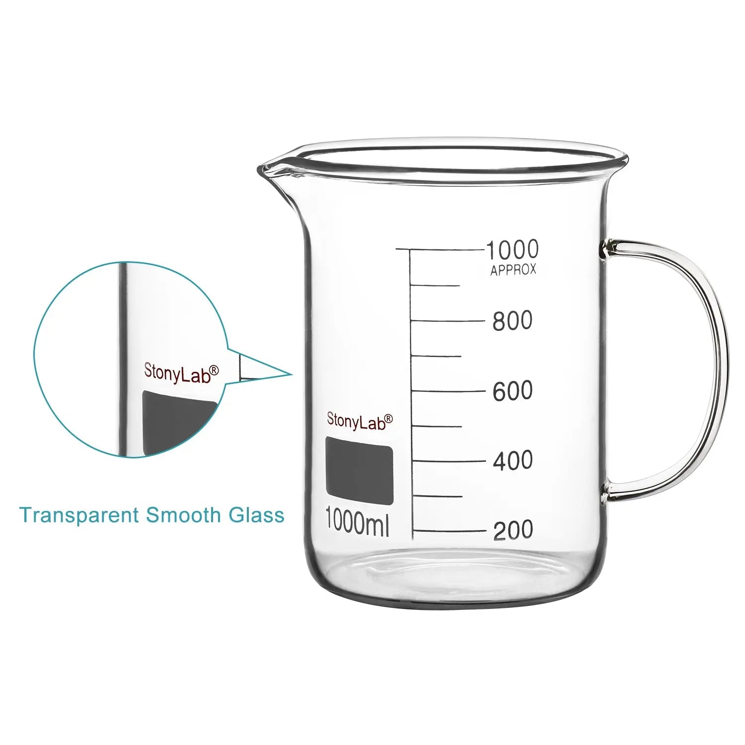 StonyLab Graduated Glass Beaker with Handle heavy duty chemical processing configuration