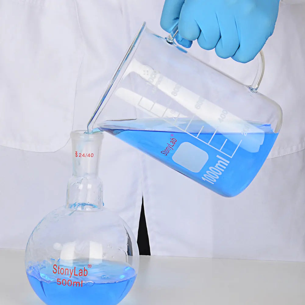 Alternative angle showing underlying build quality of StonyLab Graduated Glass Beaker with Handle