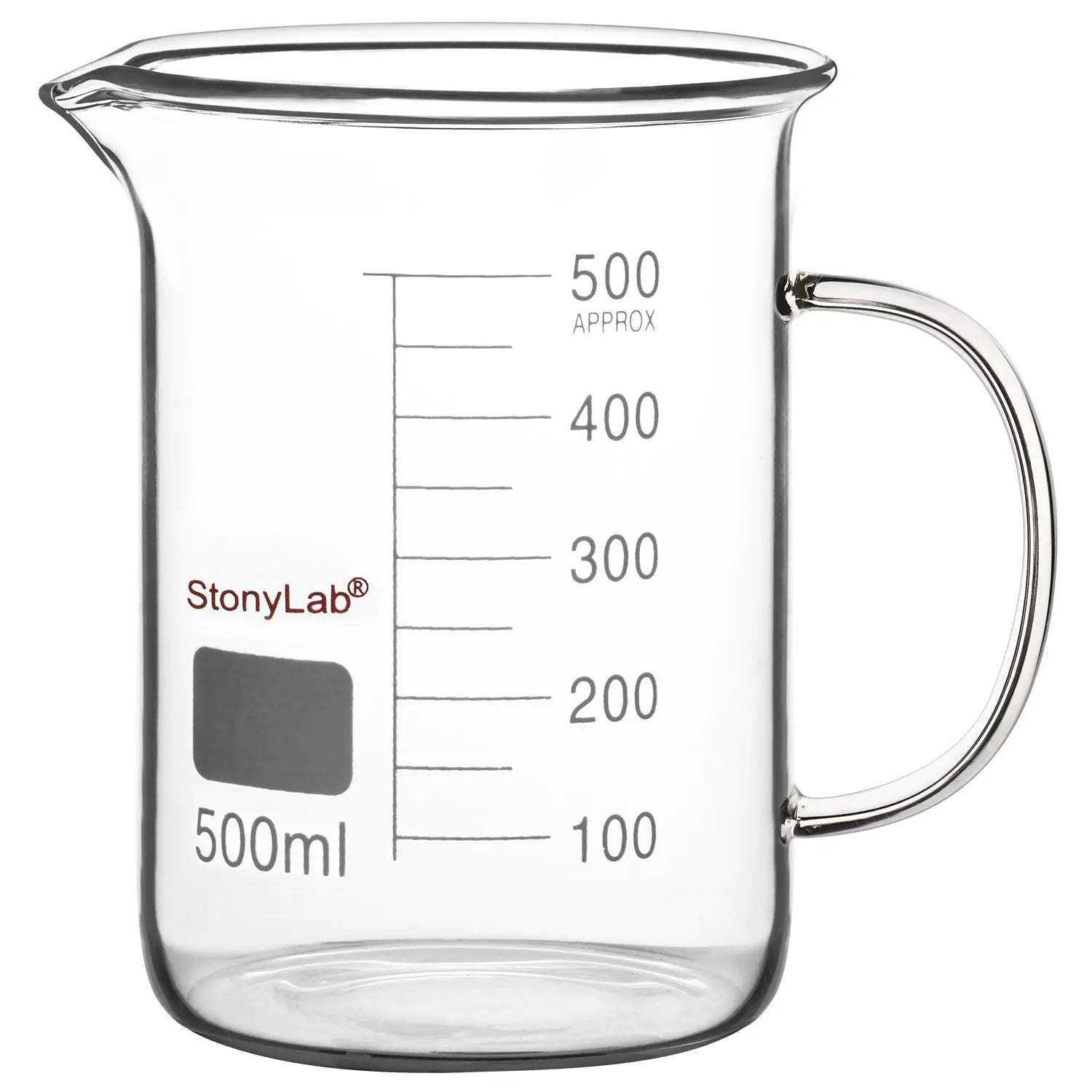 Comprehensive product view and setup components for StonyLab Graduated Glass Beaker with Handle