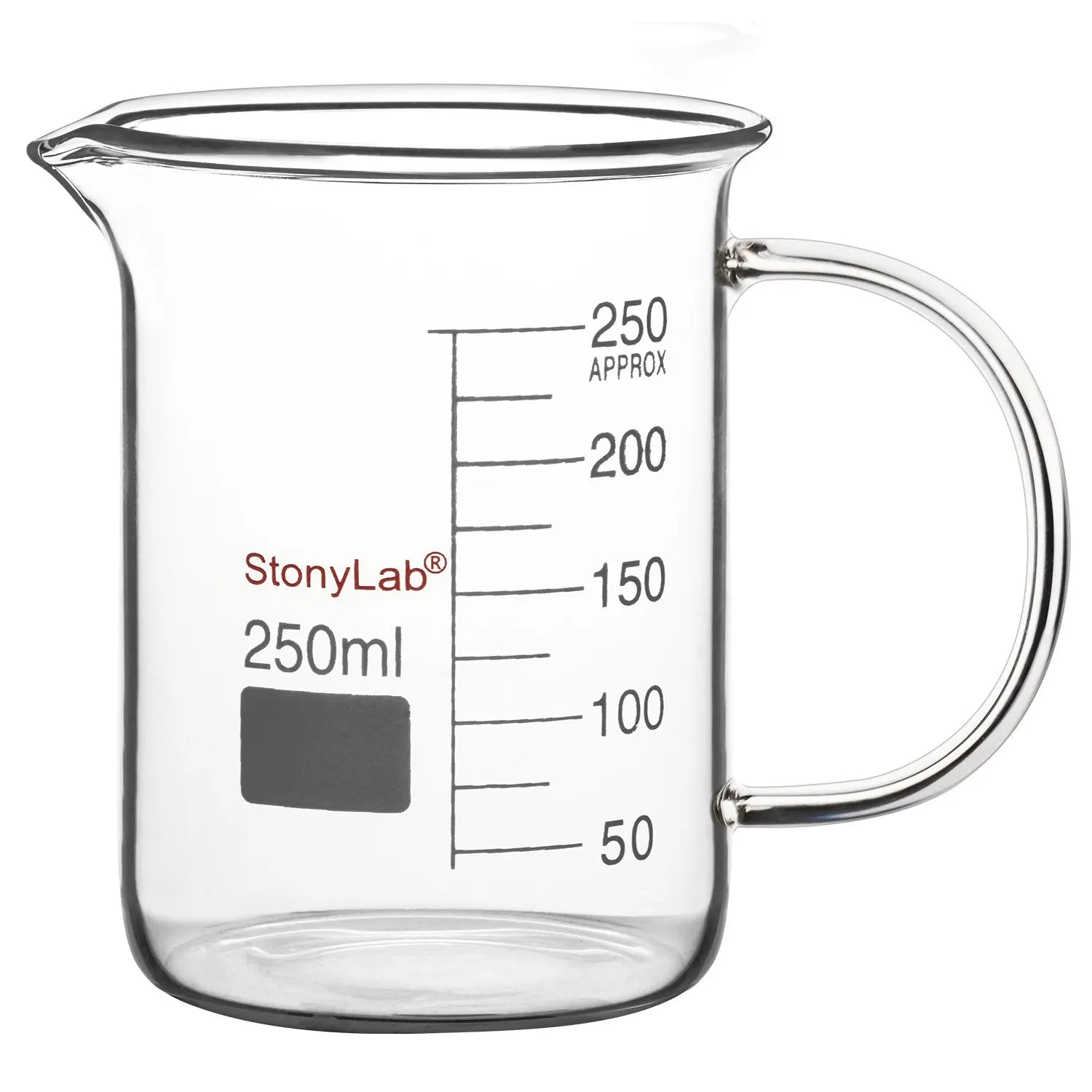 Graduated Glass Beaker with Handle and Pouring Spout - StonyLab