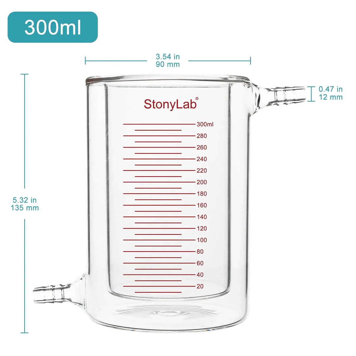 Graduated Jacketed Beaker, Double-Layer Reaction Beaker [200-1000 ml] Beaker-Jacketed