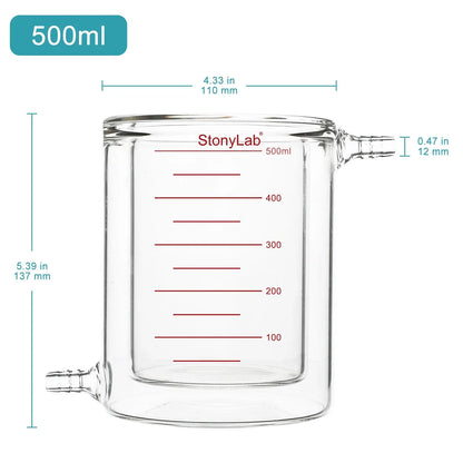 Graduated Jacketed Beaker, Double-Layer Reaction Beaker [200-1000 ml] Beaker-Jacketed