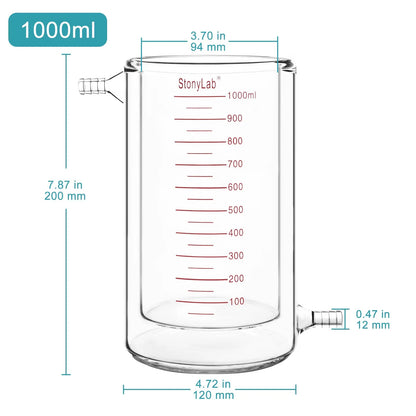 Graduated Jacketed Beaker, Double-Layer Reaction Beaker [200-1000 ml] Beaker-Jacketed