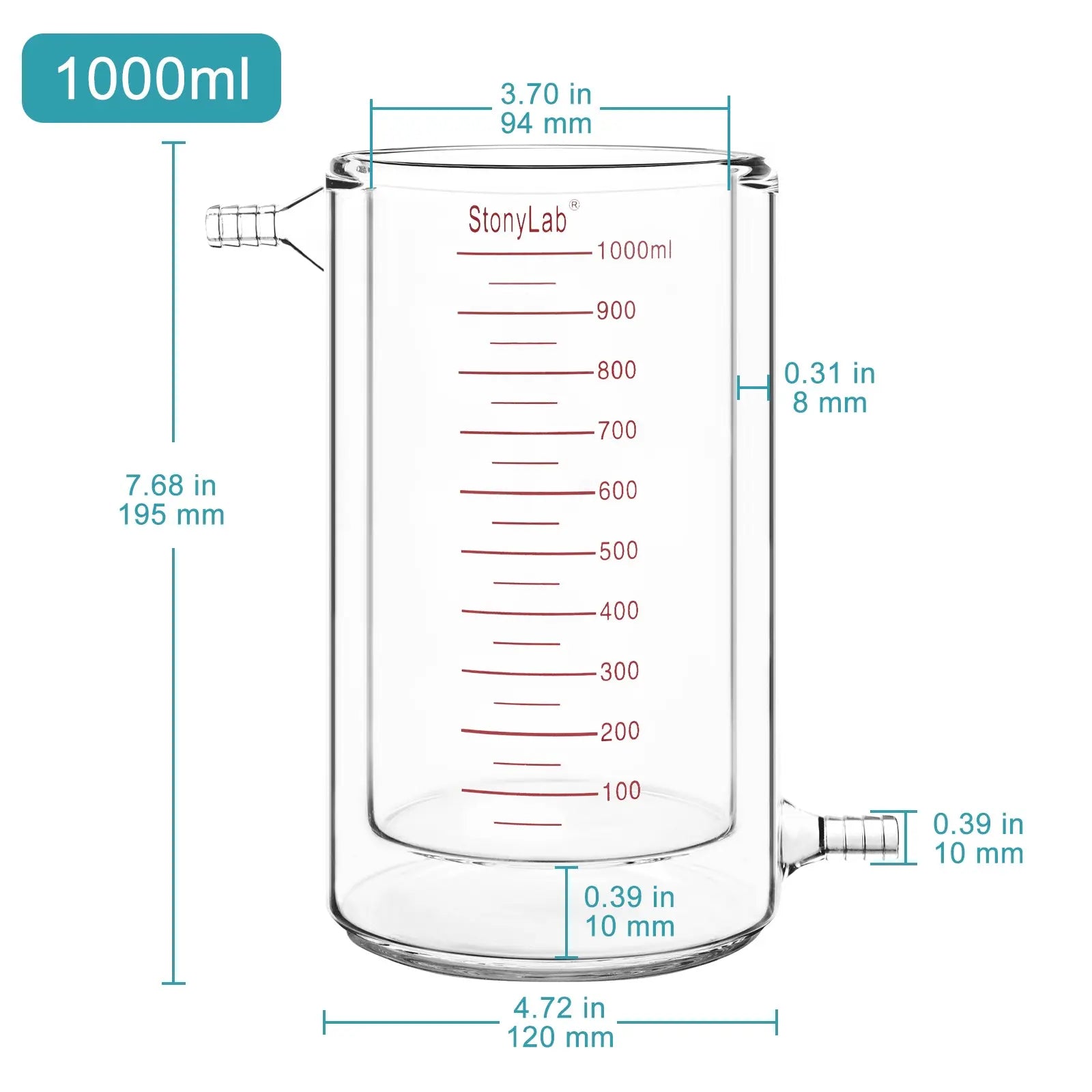 Detailed structural assembly component for StonyLab Graduated Jacketed Beaker