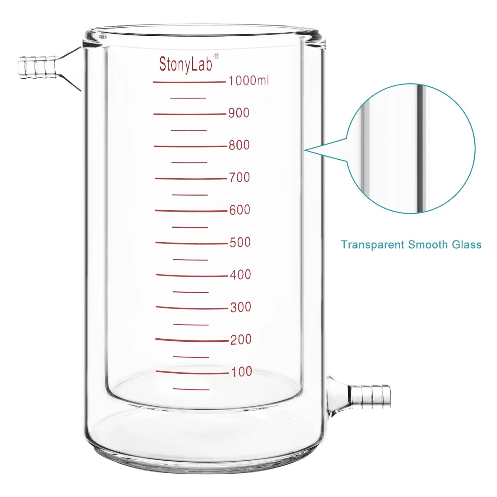 Alternative angle showing underlying build quality of StonyLab Graduated Jacketed Beaker