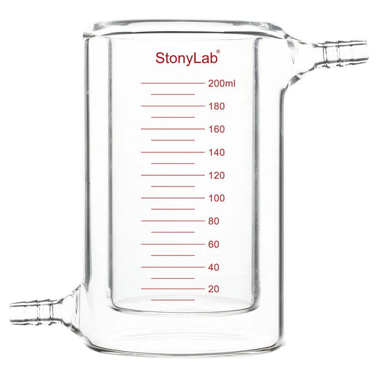 Graduated Jacketed Beaker, Double-Layer Reaction Beaker - StonyLab Jacketed Beaker 200-ml