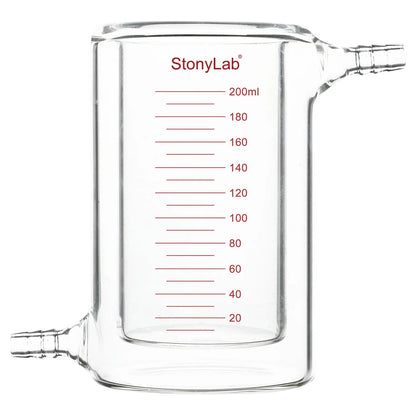 Graduated Jacketed Beaker, Double-Layer Reaction Beaker - StonyLab Jacketed Beaker 200-ml