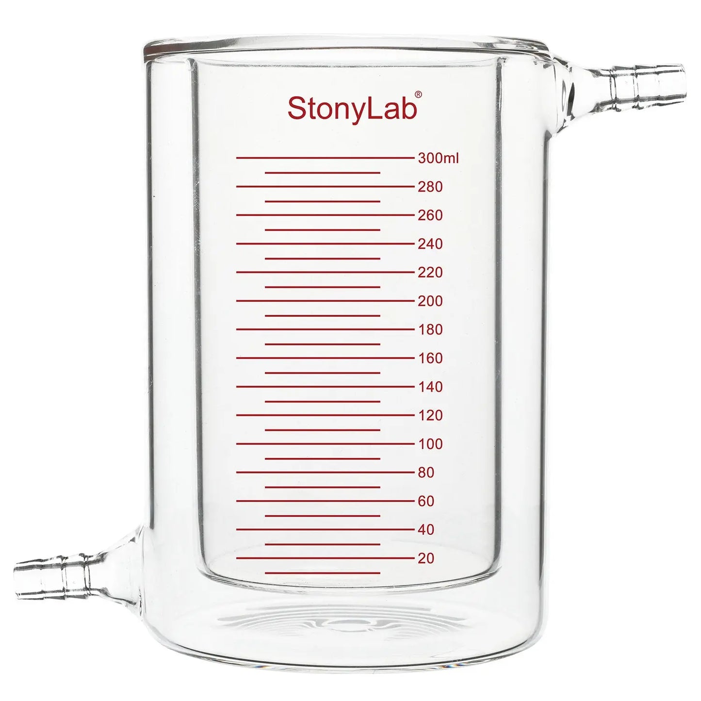 Graduated Jacketed Beaker, Double-Layer Reaction Beaker - StonyLab Jacketed Beaker 300-ml