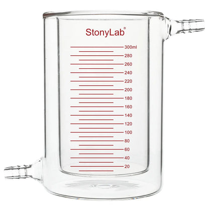 Graduated Jacketed Beaker, Double-Layer Reaction Beaker - StonyLab Jacketed Beaker 300-ml