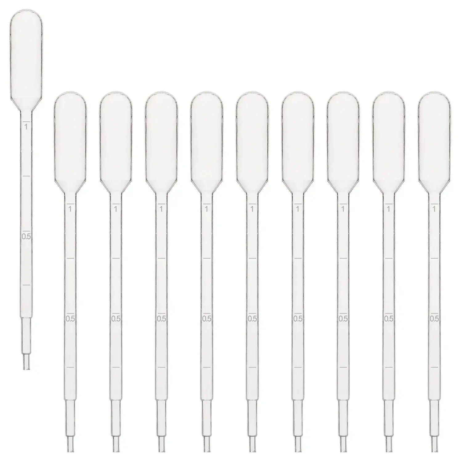 Close-up view showing the precise design and material of StonyLab Graduated Plastic Pipette Droppers