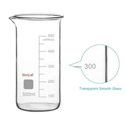 Side view and dimensional layout of the durable StonyLab Graduated Tall Beaker