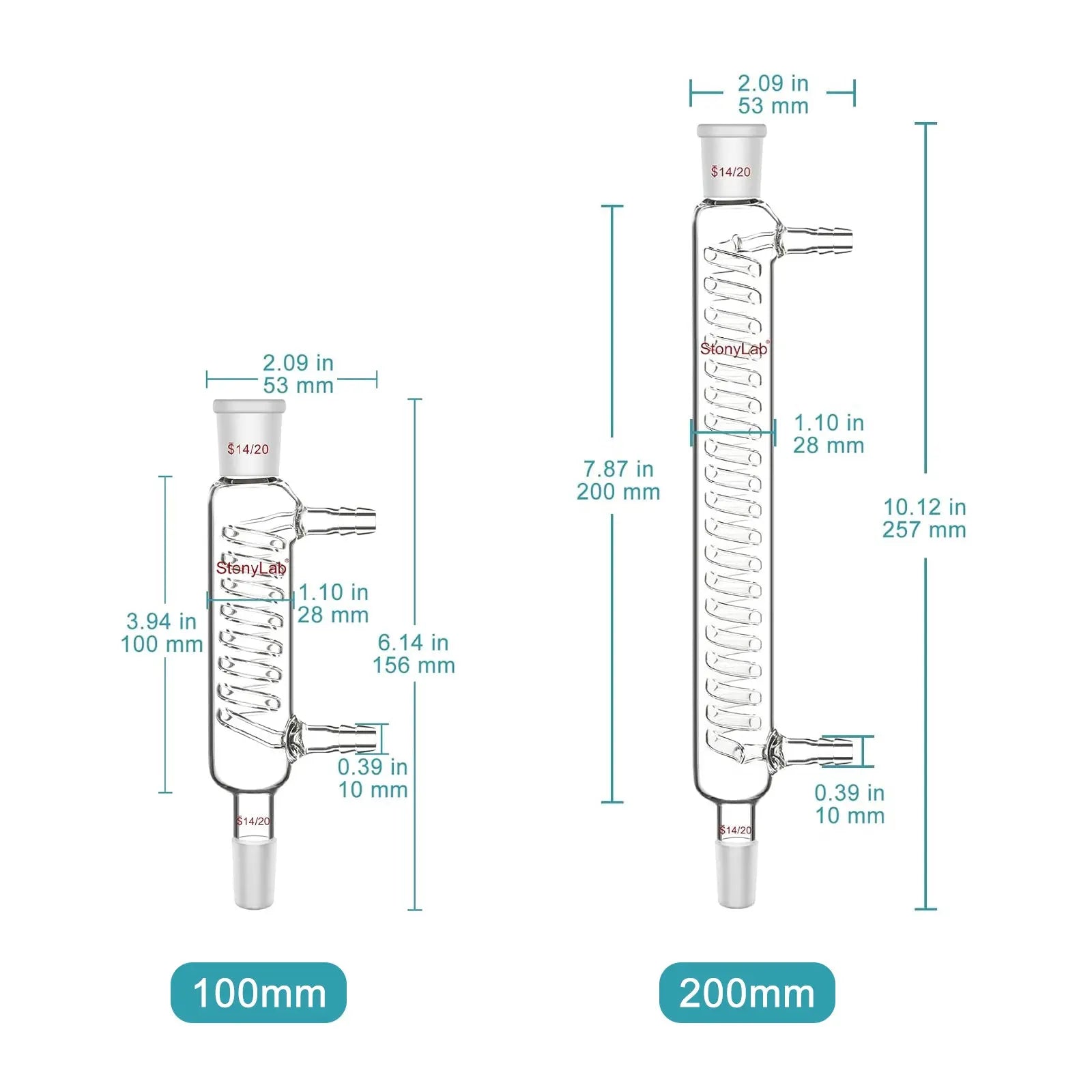 Graham Condenser, 14/20 Joint, 100-200 mm Condensers-Graham Condensers