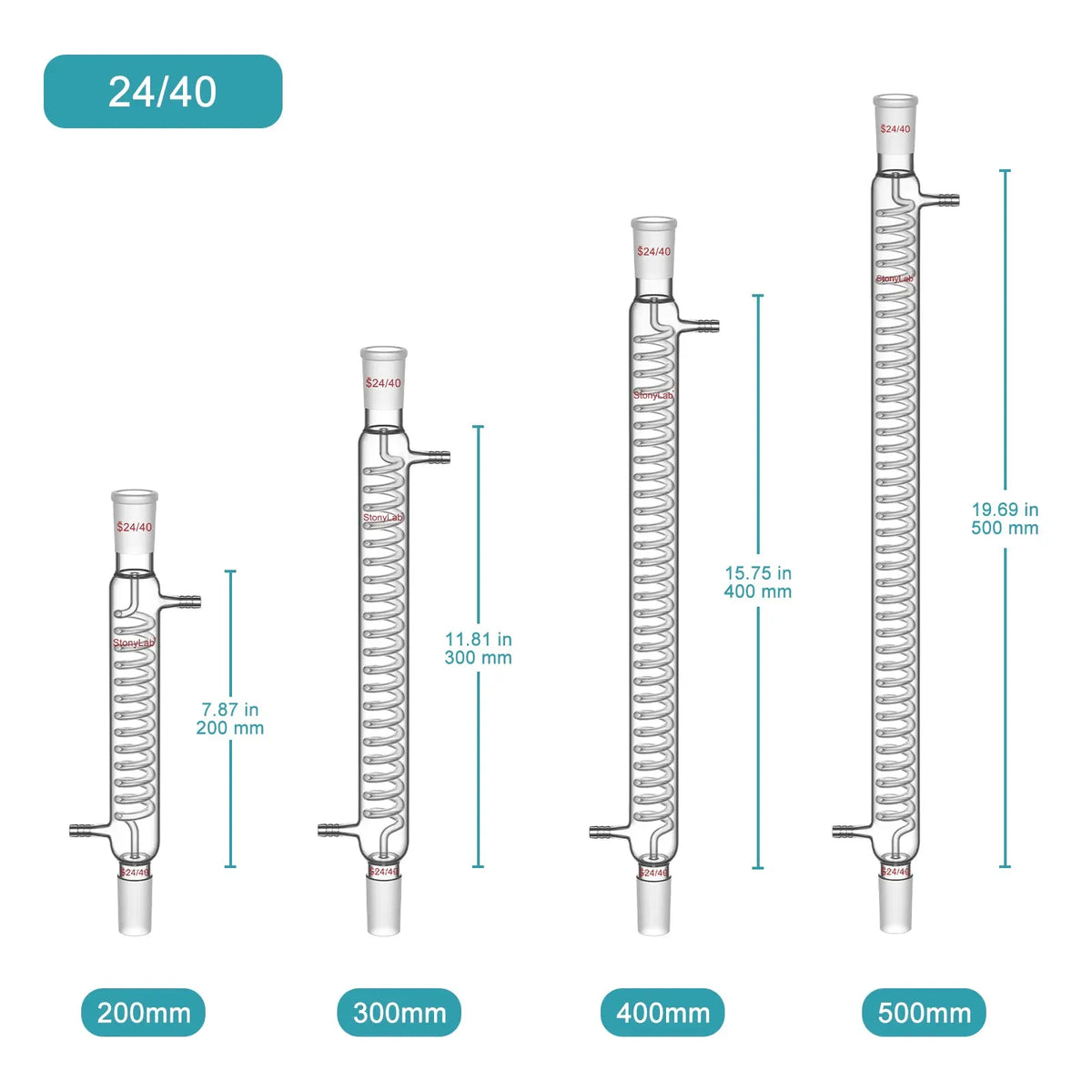 Graham Condenser, 200-500 mm Length, 14/20, 19/22, 24/40 Joint Sizes Condensers-Graham Condensers