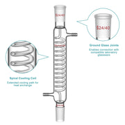 Graham Condenser, 200-500 mm Length, 14/20, 19/22, 24/40 Joint Sizes Condensers-Graham Condensers