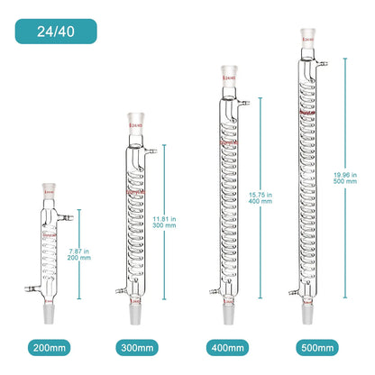 Graham Condenser, 200-500mm Length, 14/20, 19/22, 24/40 Joint Sizes Condensers-Graham Condensers