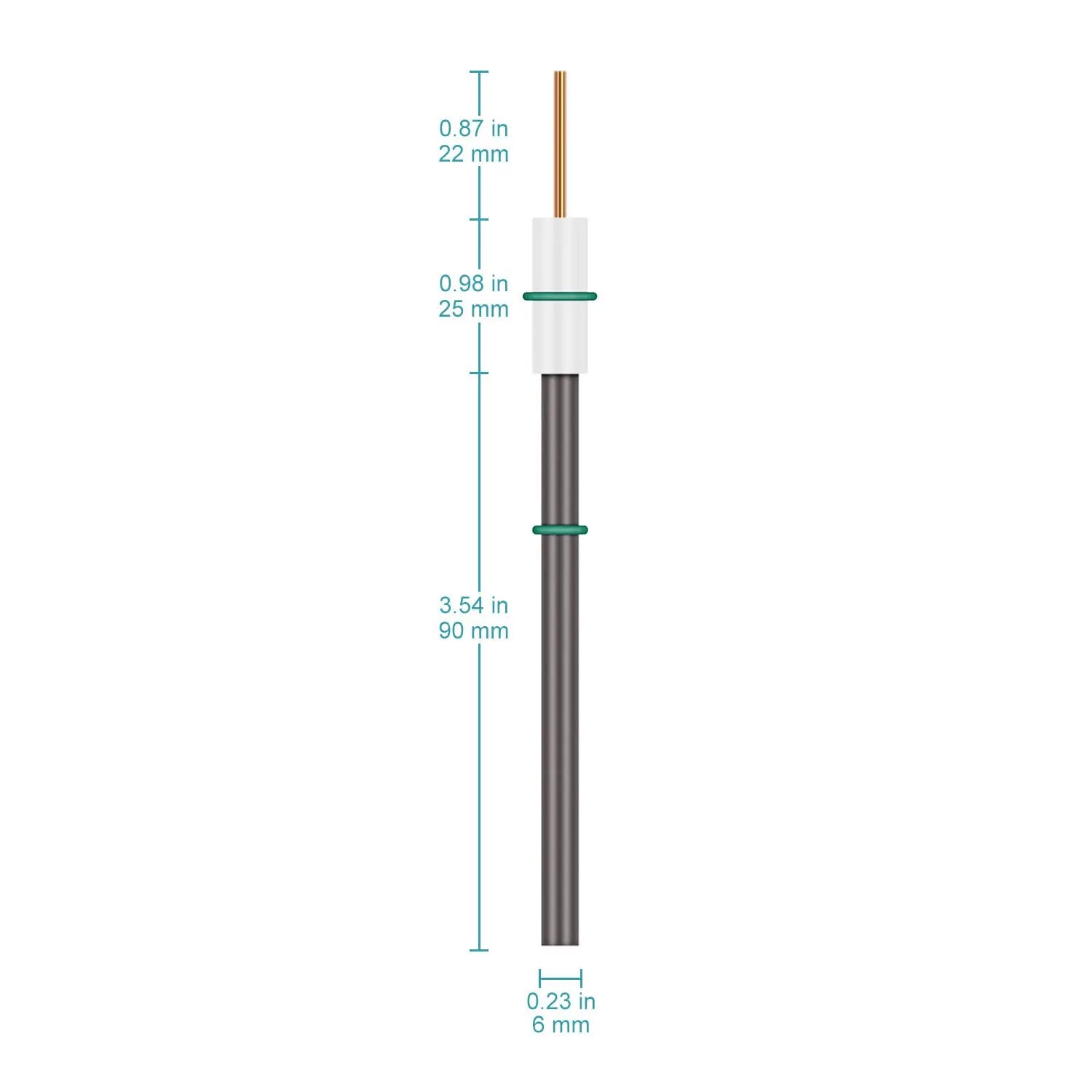 Graphite Rod Electrode with PTFE Adapter for Electrolytic Cell Electrochemistry - Electrode 6x90-mm