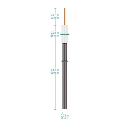 Graphite Rod Electrode with PTFE Adapter for Electrolytic Cell Electrochemistry - Electrode 6x90-mm