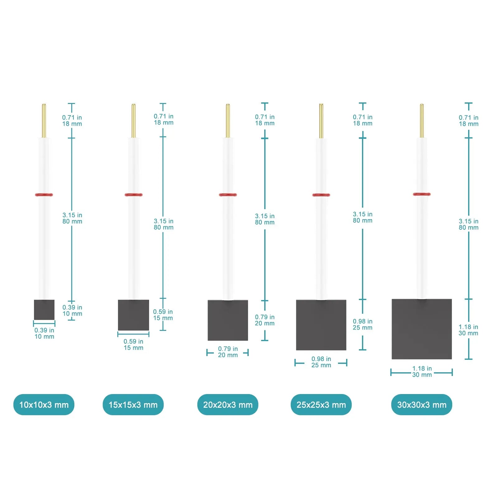Side view and dimensional layout of the durable StonyLab Graphite Sheet Electrode