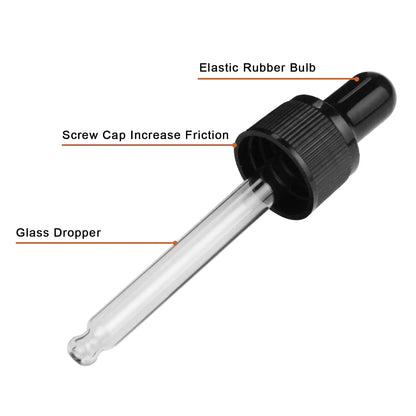 Green Dropper Bottle, Glass Dropper with Inner Plug and Label, 15-120 ml Bottles-Dropper Bottles