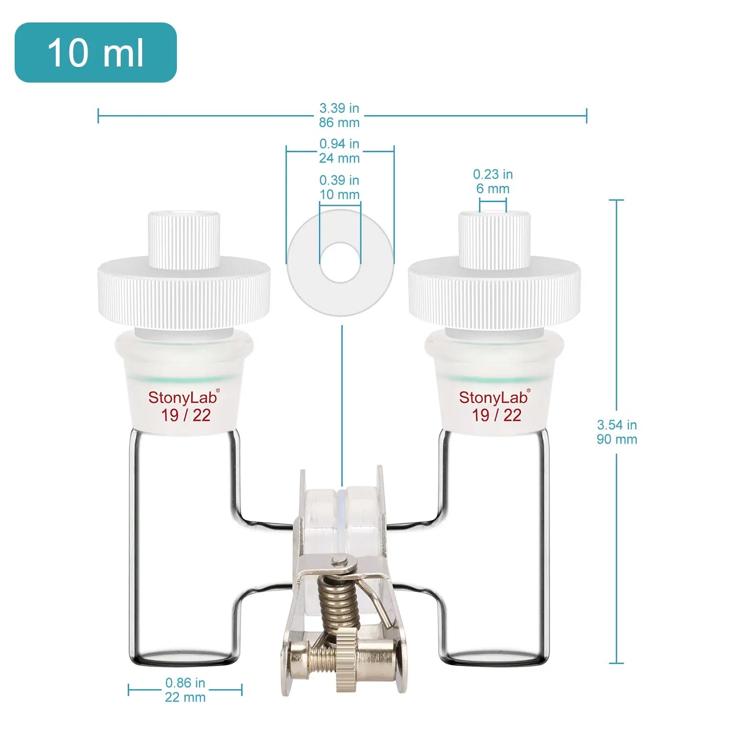Detailed structural assembly component for StonyLab H-Type Electrolytic Cells [5-20 ml]