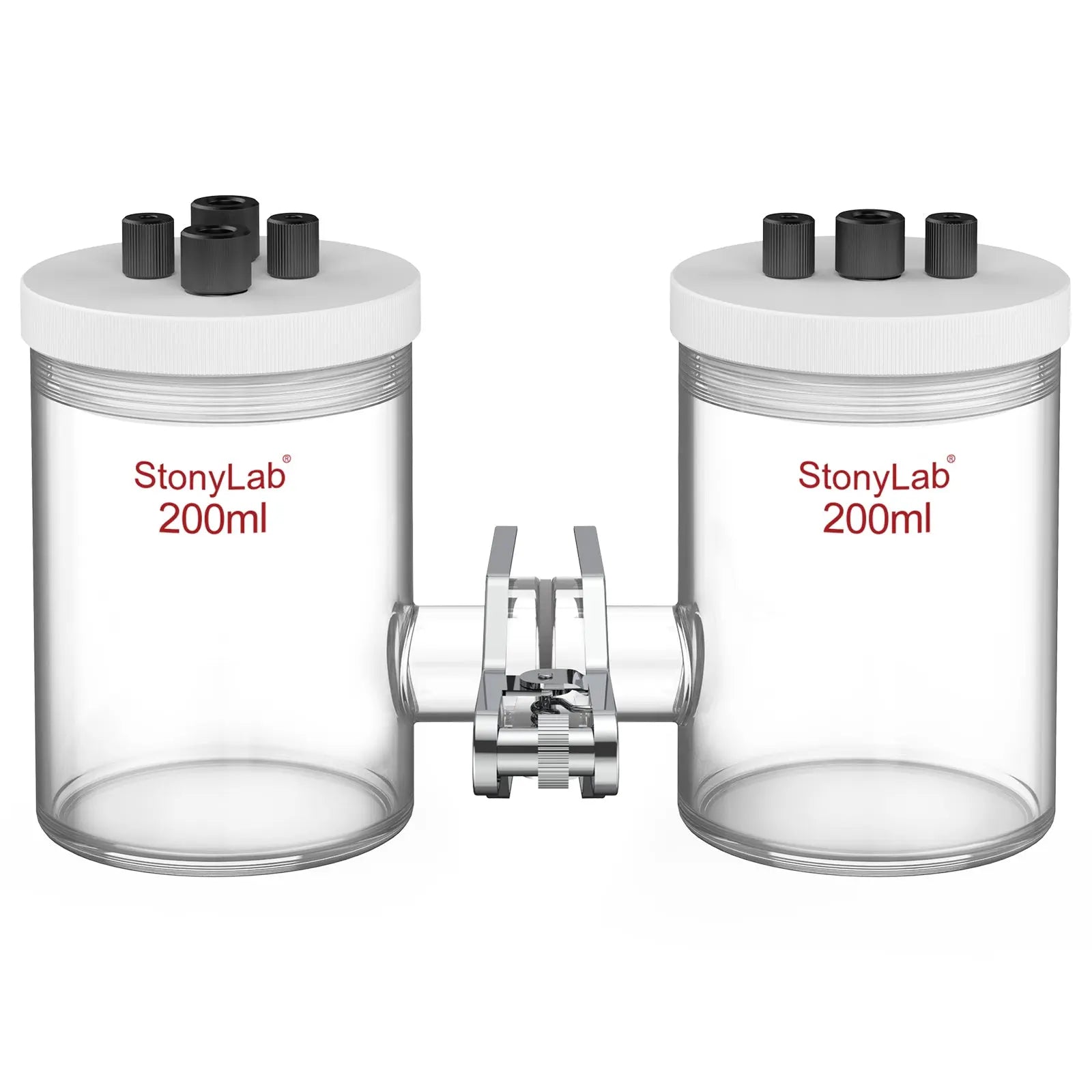 Comprehensive product view and setup components for StonyLab H-Type Electrolytic Cells [50-500 ml]