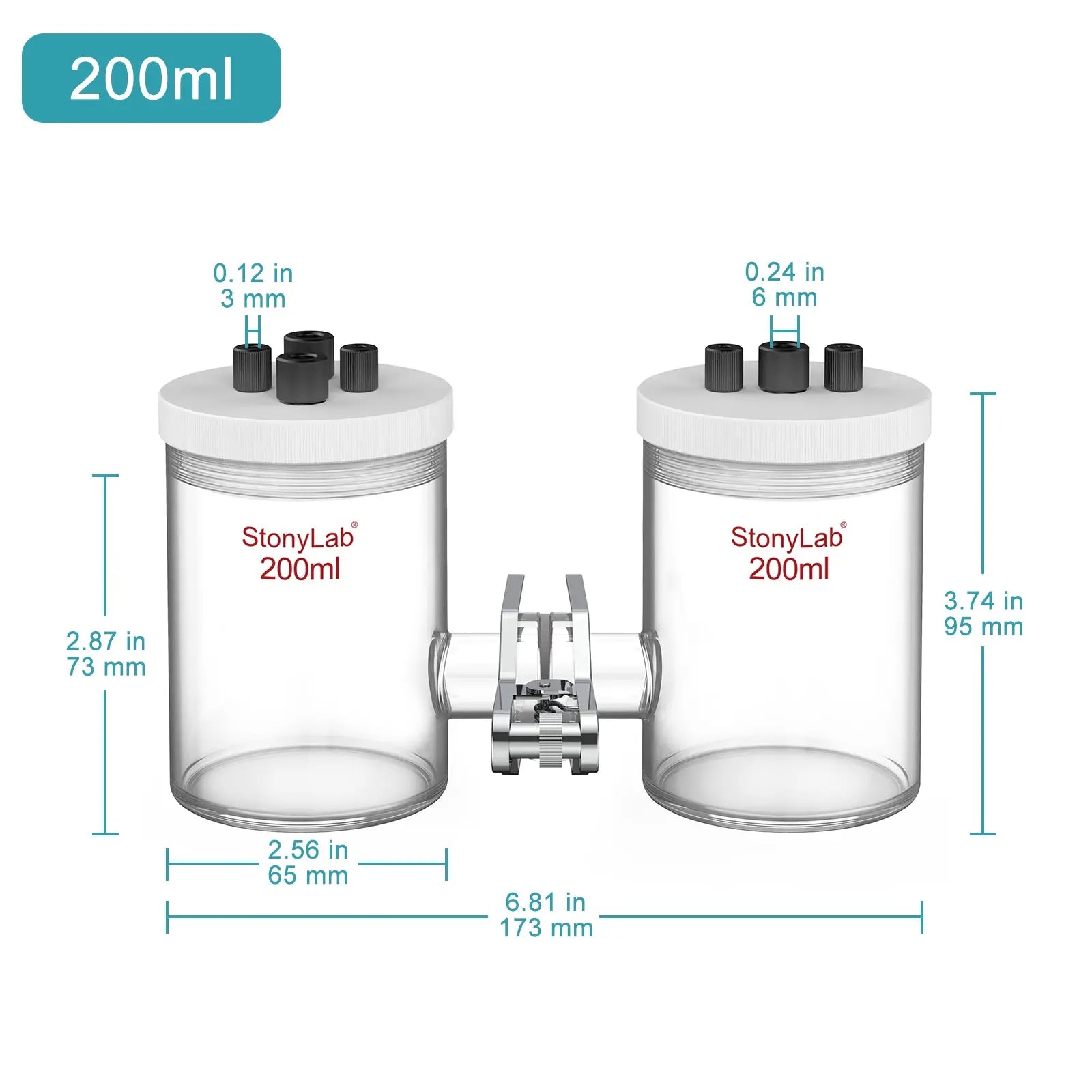 H-Type Electrochemical Cell 50–500mL Glass 3-Electrode | StonyLab