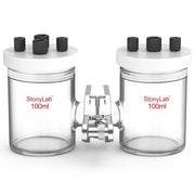 Comprehensive product view and setup components for StonyLab H-Type Electrolytic Cells [50-500 ml]