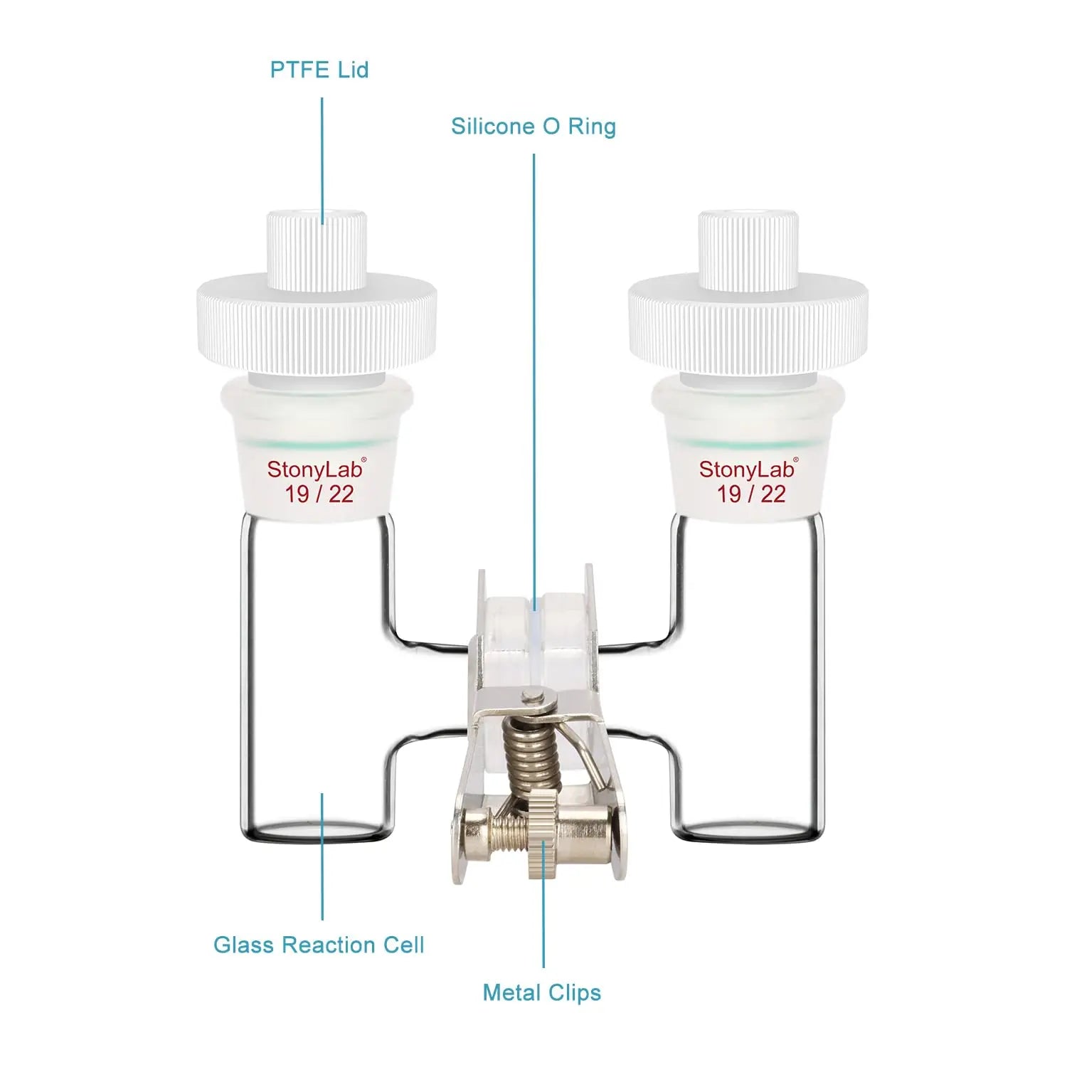 Alternative angle showing underlying build quality of StonyLab H-Type Electrolytic Cells [5-20 ml]