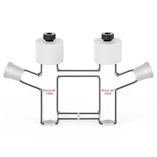H-Type Electrolytic Cells with Fine Glass Frit Salt Bridg, 14/20 Joints Both Sides [5-15 ml]