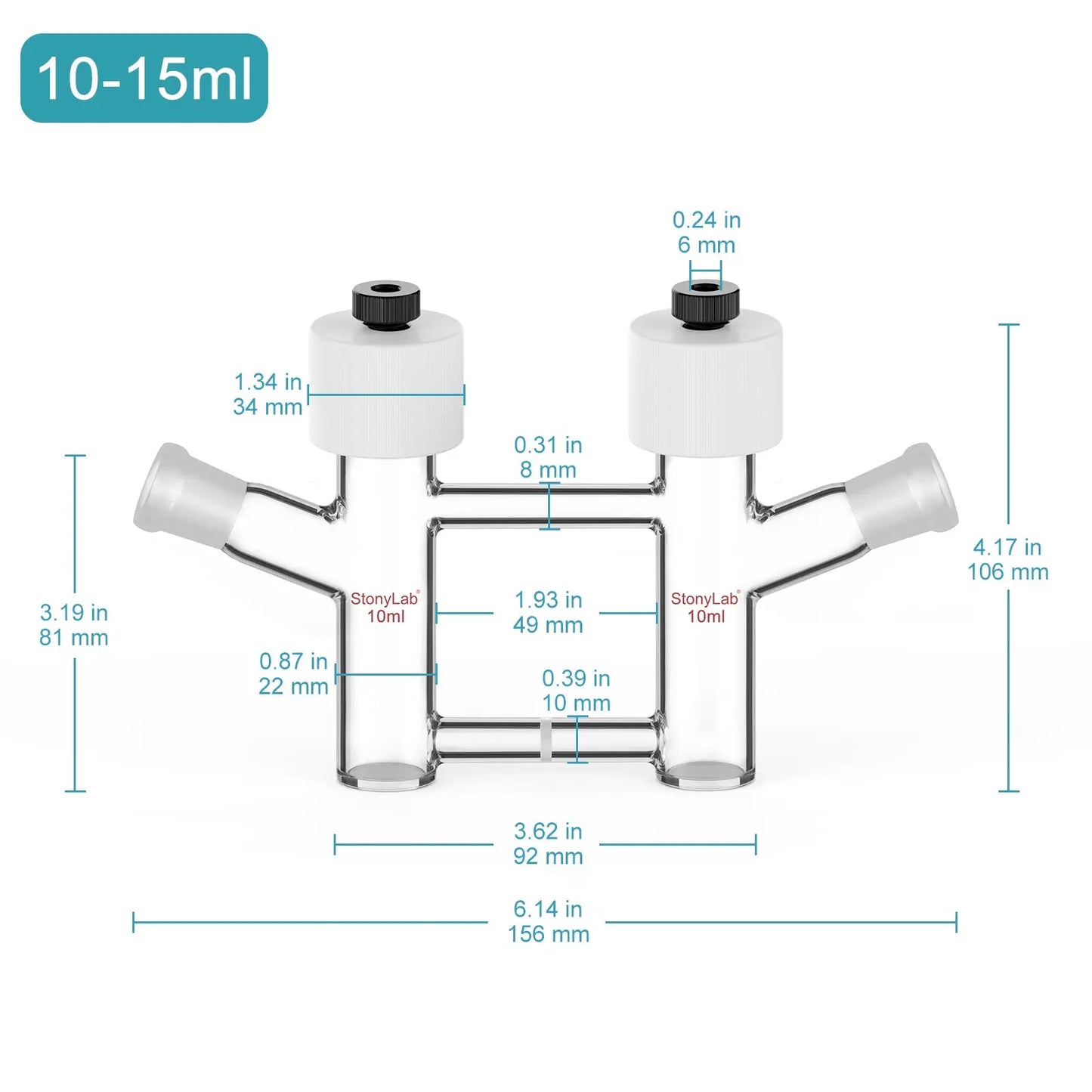 H-Type Electrolytic Cells with Fine Glass Frit Salt Bridg, 14/20 Joints Both Sides [5-15 ml]